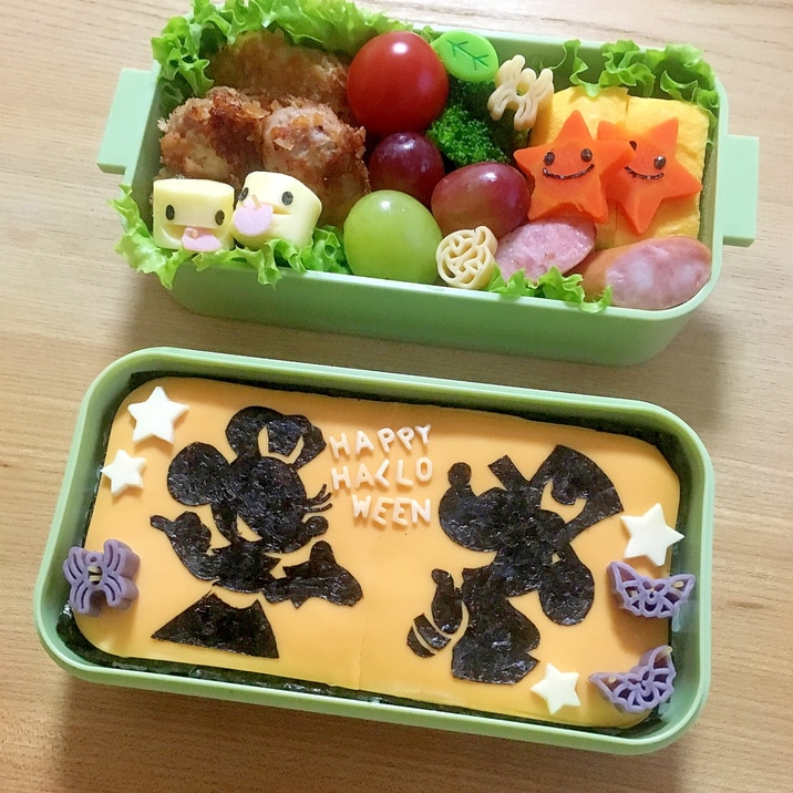 簡単海苔アートキャラ弁☆ミキミニハロウィン弁当♪